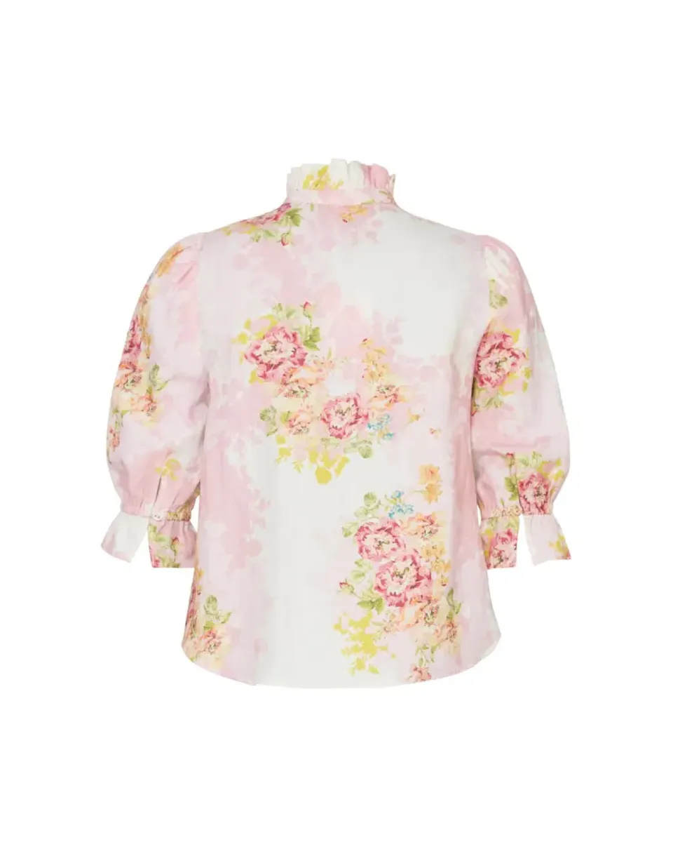 byTiMo Linen Ruffle Blouse Rose Amore