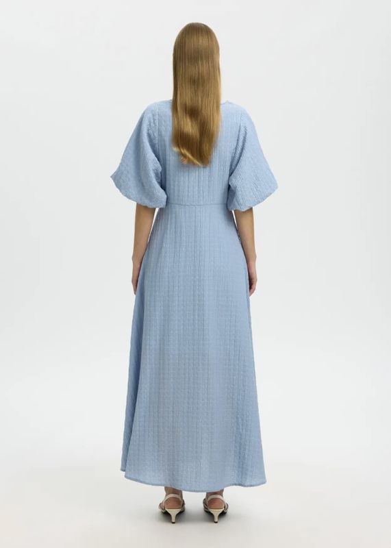 Selected Femme Maddie Closed Back Midi Dress Dusty Blue 