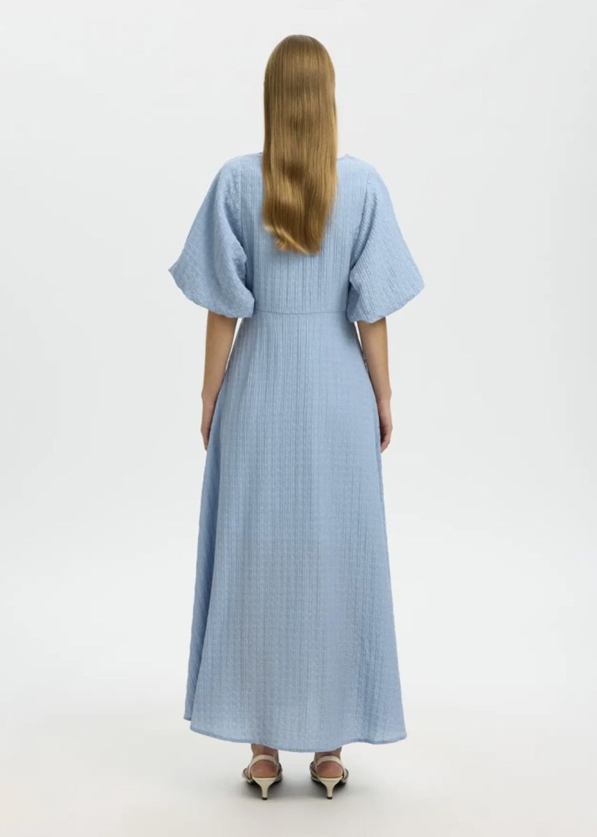 Selected Femme Maddie Closed Back Midi Dress Dusty Blue 