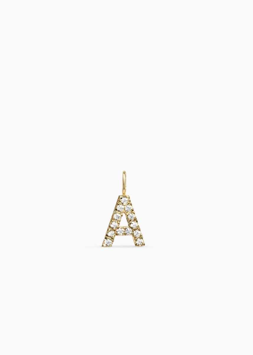 ANI Stone Letter   Charm Gold 