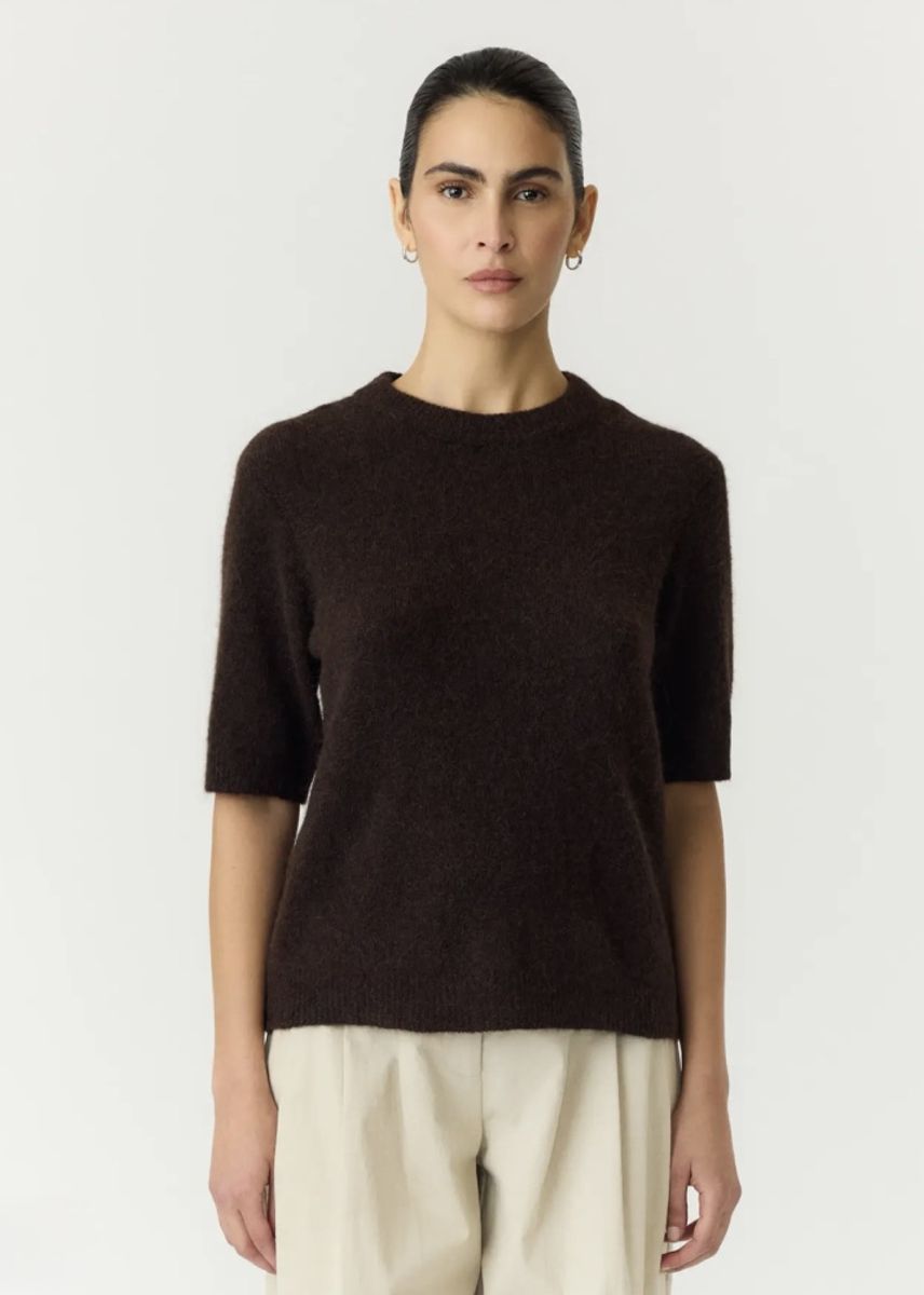 YAS Johi Wool Blend Pullover Coffee Bean