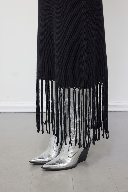 ILAG Rose fringe longsleeve dress Black