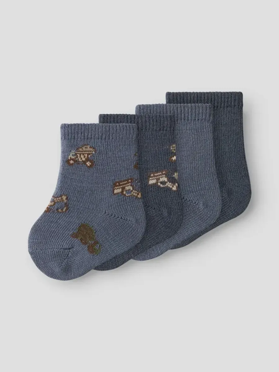 Name It  4pk. Sokker   2xFLOKESTONE GRAY+2xOMBRE BLUE