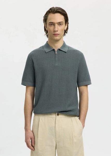Hovedbilde Selected Homme Cran Knit Zip Polo Balsam Green 