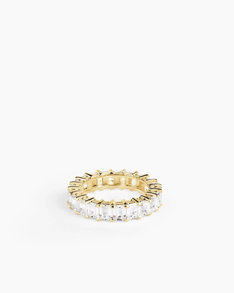 ANI Jewels Eternity Emerald Ring Gold 16mm