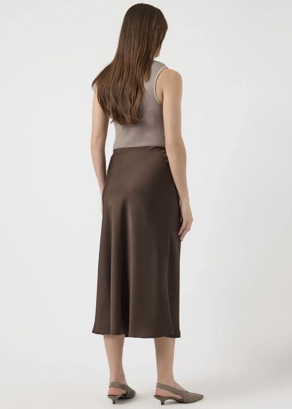 YAS Pella Midi Skjørt Chocolate Brown 