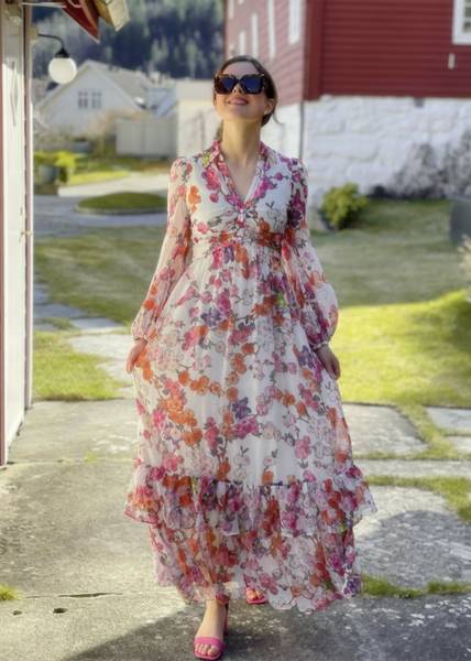 Bilde av Chiffon Shirt Dress Off White Poppy