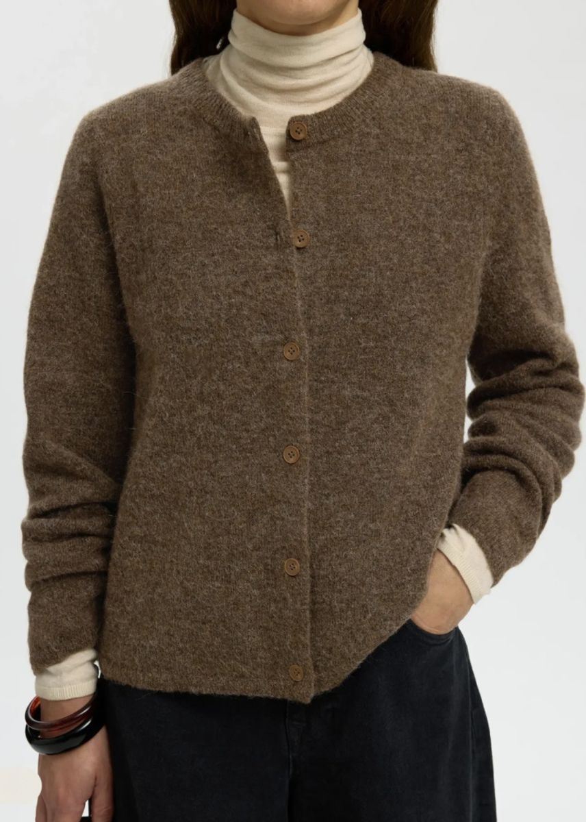 Selected Femme Lulu Knit Cardigan Dachshund Melange